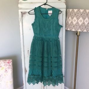 Anthropologie Geode teal lace dress